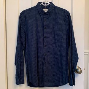 Frank & Oak Shirt in Medium (Navy w White Dots)
